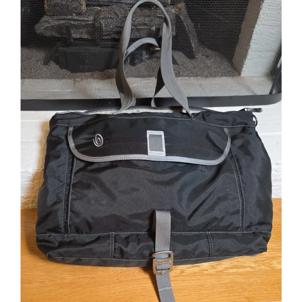 Timbuk2 M Nylon Laptop Messenger Tote Black Gray Briefcase Crossbody Work Travel